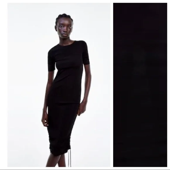 NWOT. Zara Black Midi Dress. Size M. - Picture 2 of 6